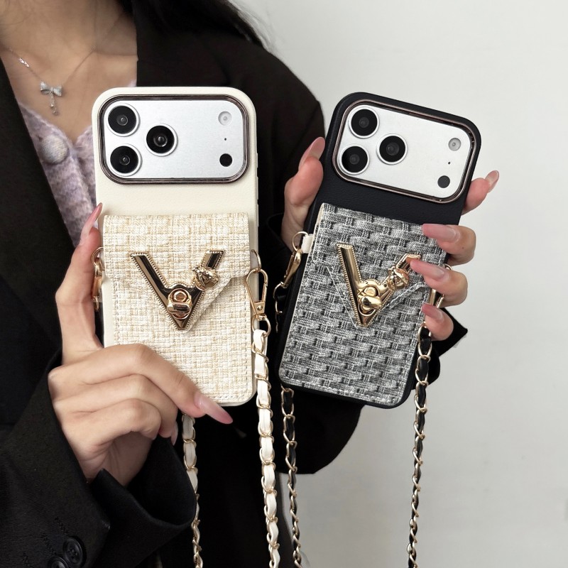 Phone Cases Louis Vuitton - Кожаный чехол-кошелек с ремешком через плечо